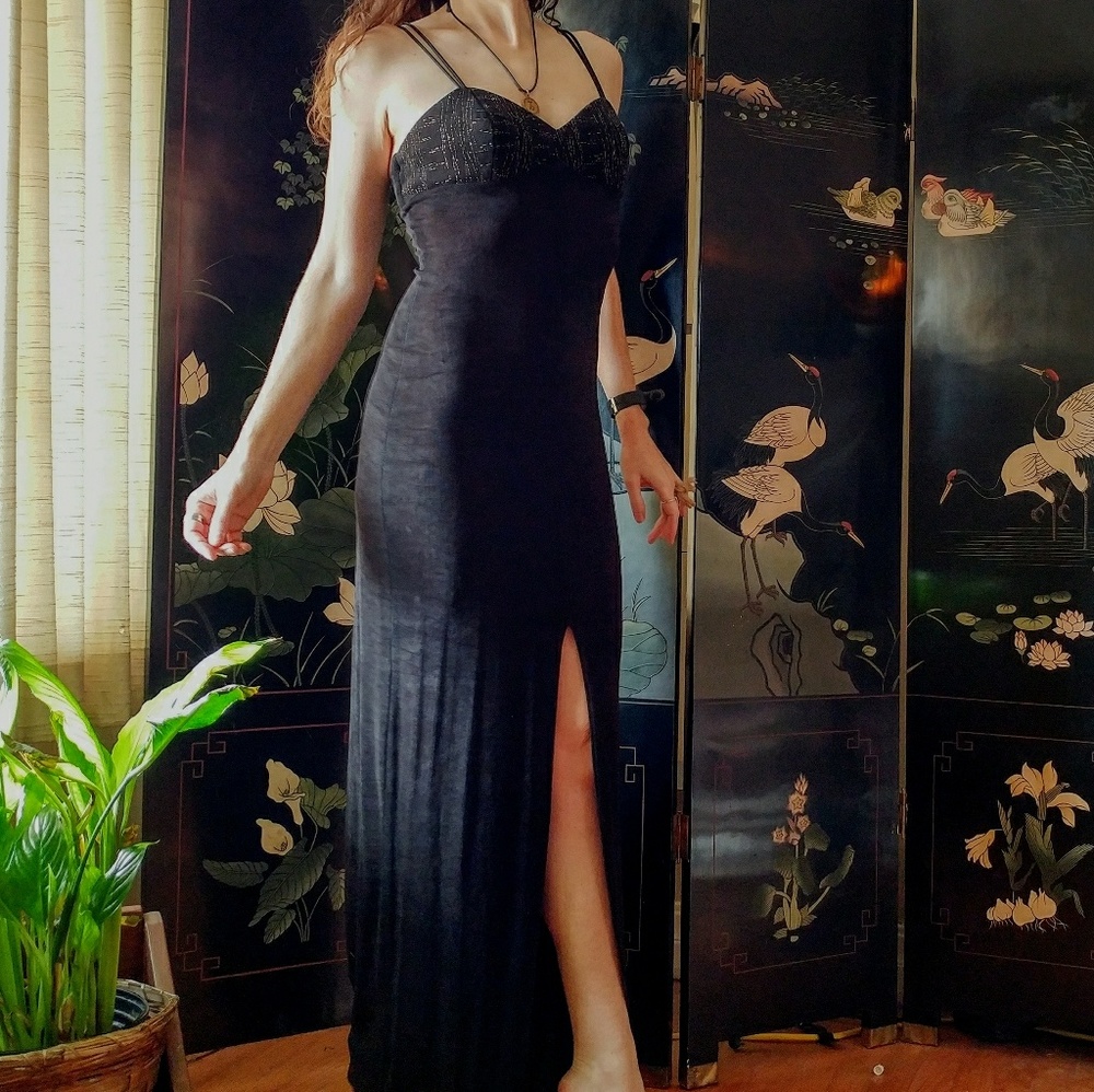 Black floor length formal with bolero jacket